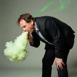 chuck mcgill michael mckean farting, bending over, stinky fart, green stink lines, big brap