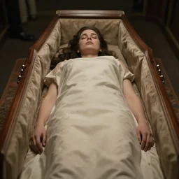 You are lying in the coffin, POV, photorealistic, photography,8k,