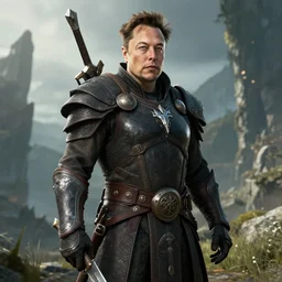 Elon Musk as a character in the video game Skyrim, PlayStation