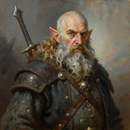 a highly detailed portrait painting of a rugged medieval fantasy dwarf ranger by raymond swanland
