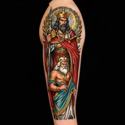 sleeve tattoo of gods and kings vector illustration