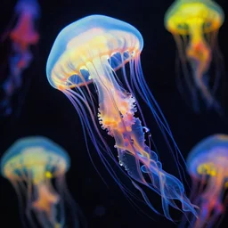 a closeup picture of colorful jellyfish by slim aarons, by zhang kechun, by lynda benglis, by frank frazetta, by edward hopper