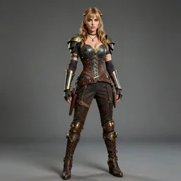 full body  photograph of alexandra daddario as a steampunk warrior,  Extremely detailed. 8k