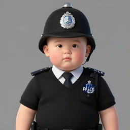 a highly detailed illustration of 3 3 year - old clean - shaven chubby white man from uk wearing black police sweater with necktie and police helmet, heroic pose, black and white checker background, intricate, elegant, highly detailed, centered, digital painting, artstation, concept art, smooth, sharp focus, league of legends concept art, wlop.