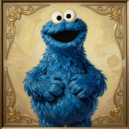 portrait of Cookie Monster in Society (1989), intricate, highly detailed, centered, digital painting, artstation, concept art, smooth, sharp focus, illustration, artgerm, donato giancola, Joseph Christian Leyendecker, WLOP, Artgerm