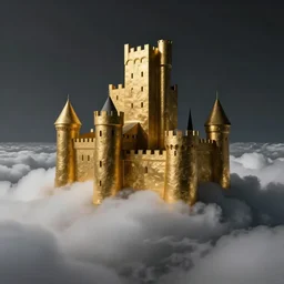 by jaume plensa, by giorgio de chirico gold on black lively, calm. a beautiful body art of a castle in the clouds.