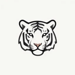 logotype of a small tiger head as a simplistic drawing in super thin black ink