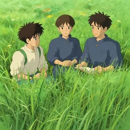 grass, in the style of studio ghibli, j. c. leyendecker, greg rutkowski, gaston bussiere