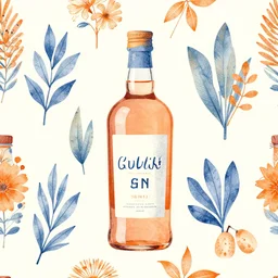 orange and blue, botanical, illustration, gin, pattern, playful, premium, pintrest, behance