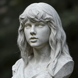 potrait of taylor swift as a stone sculpture