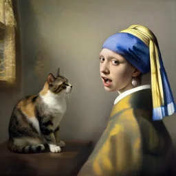 woman yells at cat by vermeer