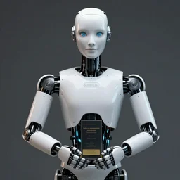 humanoid robot, highly detailed, expressive eyes, beautiful symmetric body, mechanical hands, award winning, by Tom Bagshaw