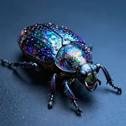 high quality 3d render close-up scarab! with jeweled holographic gorgeous hyperdetailed moody blue lighting octane low angle hd 8k sharp shallow depth of field