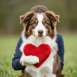 the love of an australian shepherd will always be true and holding a heart
