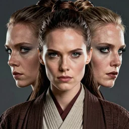 steven seagal female, jedi master, wearing the traditional jedi robe, beautiful and uniquely odd looking, detailed symmetrical close up portrait, intricate complexity, in the style of artgerm and ilya kuvshinov, magic the gathering, star wars art