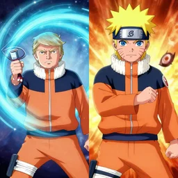 Hunter Biden Naruto Anime opening style vs Donald Trump wielding a rasengan