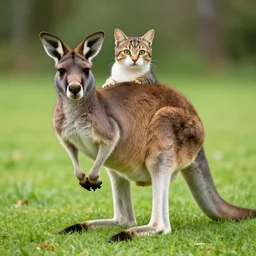A hybrid between a cat and a kangaroo