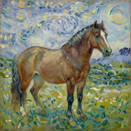 a painting of a horse, by vincent van gogh ( ( ( ( claude monet ) ) ) )