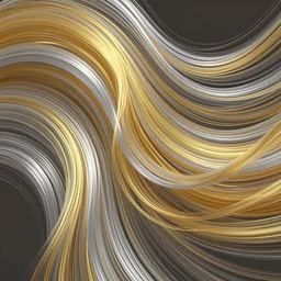 millions of thin threads of translucent gold and silver fabric flow, twist, and swirl sideways, fantasy, magic, unreal engine