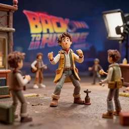 a photo of a stopmotion animation filming set of back to the future part ii