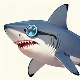 shark wearing a monocle, monocle on shark's eye, illustration, artstation, beautiful colors