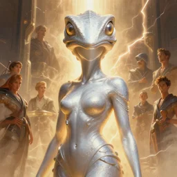 close up sci - fi concert poster psychadelic reptile rey ayanami, warm ambient lightning, platinum skin, elegant, highly detailed, centered, digital painting, concept art, smooth, sharp focus, illustration, artgerm, tomasz alen kopera, peter mohrbacher, donato giancola, joseph christian leyendecker, wlop, frank frazetta