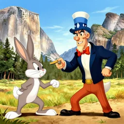 yosemite sam shooting at bug bunny