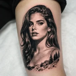 Lana del rey tattoo design, photorealistic, dramatic