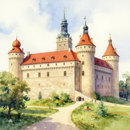 orebro castle aquarelle painting