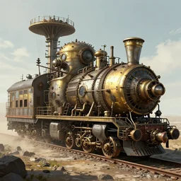 concept art of huge steampunk dieselpunk massive train