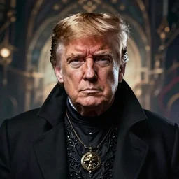 photograph of donald trump as a necromancer from dungeons and dragons, fantasy art, symmetrical hyper detailed face and body, cinematic, hyperdetailed illustration by greg rutkowski, depth of field, global illumination,