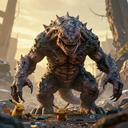 photo of real life pokemons, creepy!!!, scaly!!!, gritty!!!, menacing!!!, evil, ultra realistic, gritty, winter, golden hour, volumetric lighting, sharp focus