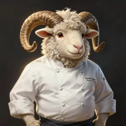 anthropomorphic portrait of chef gordon ramsay that looks like a sheep ram character with horns, hyper detailed, digital art, trending in artstation, cinematic lighting, studio quality, smooth render