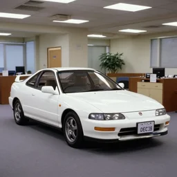 1992 DC2 Integra Type R driving though office interior. Car driving inside office. The Office tv show 2005 scene still frame