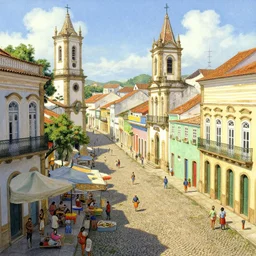 prosperous markets in salvador bahia Brazil artwork by James Gurney