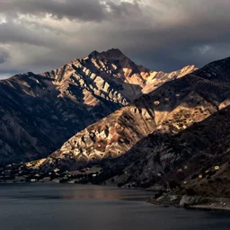 lakeside mountains, by salvador dali
