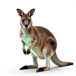 mythical glowing wallaby, professional studio photo, full body, isolated on a pure white background, centered, entire subject in frame, sharp focus, soft studio lighting