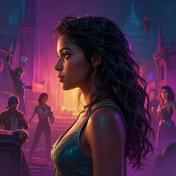 side - profile portrait, maya ali mage, gloomhaven, dynamic lighting, gaudy colors, octane render aesthetic, matte painting concept art, official fanart behance hd artstation by jesper ejsing, by rhads and makoto shinkai and lois van baarle and ilya kuvshinov and rossdraws