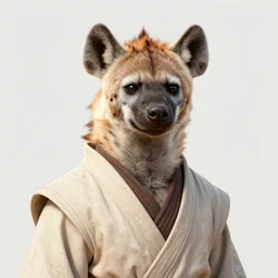 beautiful portrait commission of a male furry anthro hyena fursona wearing jedi robes and wielding a yellow lightsaber in his left hand. Cyberpunk city at night in the rain. Neon light. Atmospheric. Character design by charlie bowater, ross tran, artgerm, and makoto shinkai, detailed, inked, western comic book art