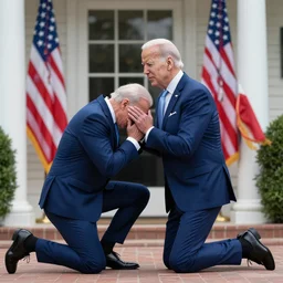 photo biden on his knees asks for forgiveness