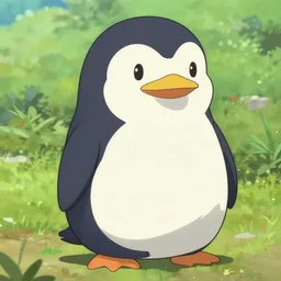 a cubic penguin, highly detailed, by makoto shinkai, cartoon