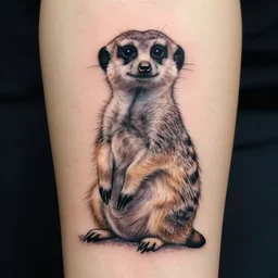 detailed amazing tattoo stencil of a meerkcat