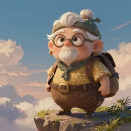 fantasy art of a pretty old minion on a skyland, digital art, trending on artstation