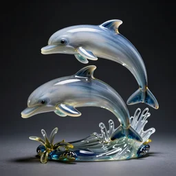 dolphins made from murano glass octane render