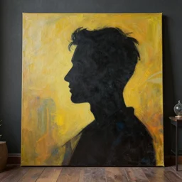 rendered in blender artistic silhouette in a room, gouache on canvas, dadaism, high resolution, cinematic, unreal 6, breathtaking detailed