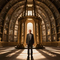 Still from HBO's Oz shows Bill Murray at the center of the Panopticon