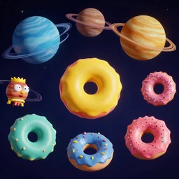 the planets in our solar system, if they were donuts from the simpsons, unreal engine 5, high detail