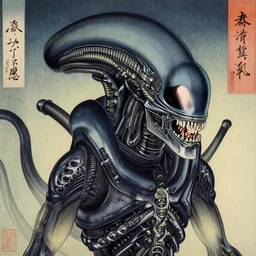 a portrait of ripley from the movie alien. by shin hanga and kawanabe kyosai