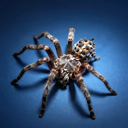 a cellar spider breeding with other cellar spiders blue background