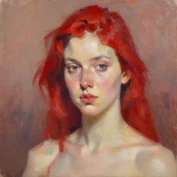 spontaneous unfinished romantic portrait under painting, beautiful juicy brush strokes, by richard schmid and sargent, red, trending on cgsociety